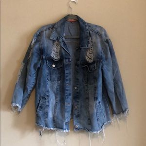 Acid Washed Distressed Jean Jacket